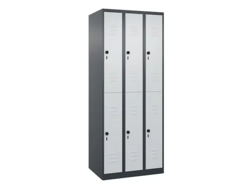 dubbeldekse locker,HxBxD 1850x750x500mm,3x2vak.,vak B 250mm