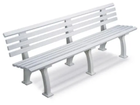 Kunststofbank 740x2000x380mm Zit H 440mm 9 Latten 3 Pootstellen Wit