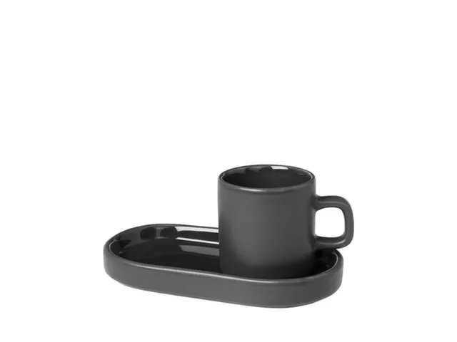Set de 2 tasses à espresso avec soucoupes céramique vert foncé