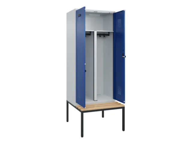 PBM-locker met bank,HxBxD 2120x800x815mm,2vak,vak B 400mm,draaigrendel