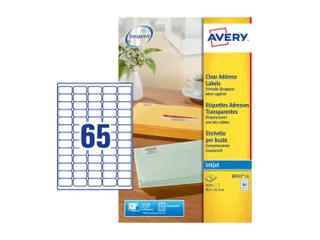 Etiket Avery J8551-25 38.1x21.2mm transparant 1625 stuks - 1