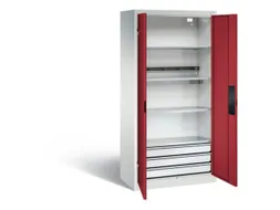 acculaadkast 1950x930x500mm 5stekkerdozen 230V cil.-slot front RAL3003