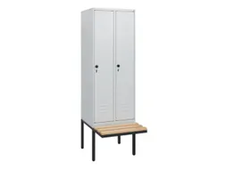 locker met bank,HxBxD 1950x600x815mm,2vak,vak B 300mm,draaigrendel