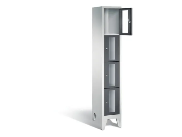 lockerkast 1850x320x500mm 1x4 vakken Cilinderslot Poten, RAL7021