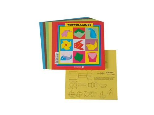 Vouwblaadjes vierkant 16x16cm 65gram assorti 90 vel
