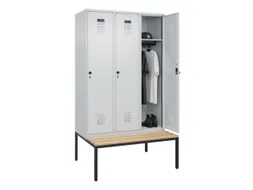 locker met bank,HxBxD 2120x1200x815mm,3vak,vak B 400mm,draaigrendel