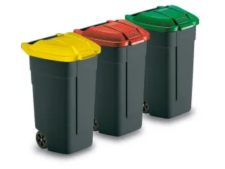 Afvalbak 100 Liter HxBxD 850x510x550mm Pp Romp Antraciet Deksel Groen - 2