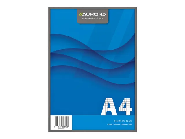 Schrijfblok Aurora A4 ruit 5x5mm 100 vel 60gr blauw