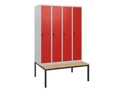 locker met bank,HxBxD 1950x1200x815mm,4vak,vak B 300mm,draaigrendel