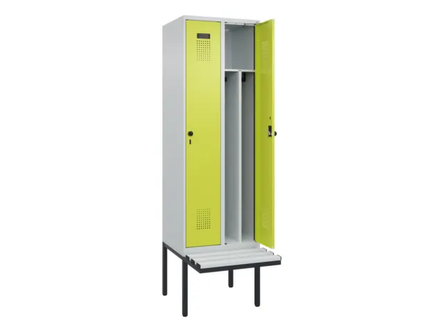 locker met bank,voor scheiding van kleding,HxBxD 2120x600x815mm,2vak