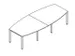 Table de conférence forme de fût 740x2000x1200mm 4 pieds BL-blanc