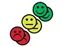 Magneet smiley 50mm 2x geel 2x groen 2x rood