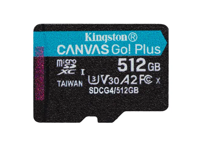 Carte microSDXC Canvas Go Plus Gen4 200 Mo/s A2 U3 V30 512 Go + adapta
