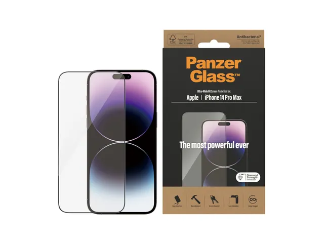 PanzerGlass Screen Protector iPhone 14 Pro Max | Ultra-Wide Fit, Ap