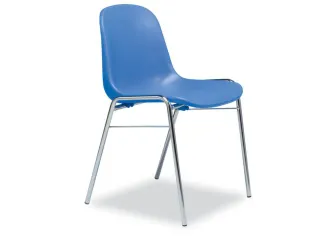 Kunststof kuipstoel,4voeten verchroomd,zitschaal PP blauw - 1