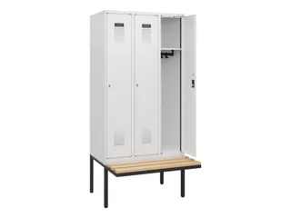 locker met bank,HxBxD 1950x900x815mm,3vak,vak B 300mm,cilinderslot - 1