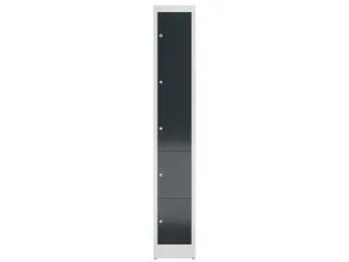 Lockerkast 1800x310x500mm 1x5 vakken cilinderslot, sokkel, RAL7016 - 2