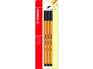 Fineliner STABILO Point 88 0.4mm blister à 3 stuks zwart - 3
