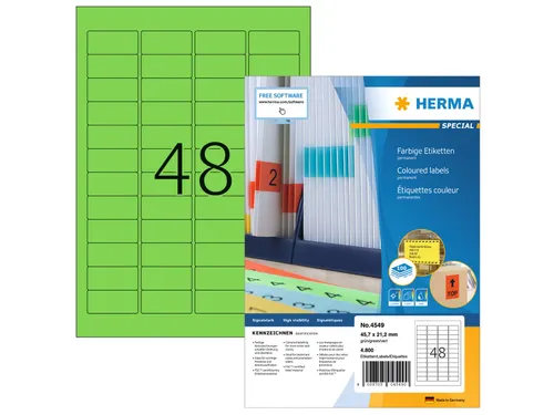 HERMA 4549 Gekleurde etiketten A4 45,7x21,2mm Groen 4800 stuks
