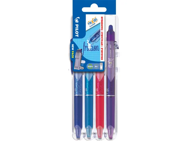 Rollerpen Pilot Frixion Ball Clicker 0.7 Set2Go 4 st Blauw Roze Violet