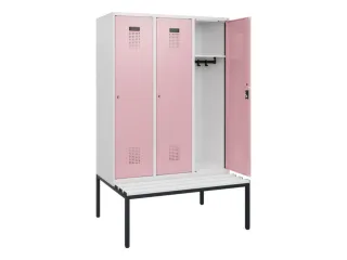 locker met bank,HxBxD 1950x1200x815mm,3vak,vak B 400mm,cilinderslot - 1