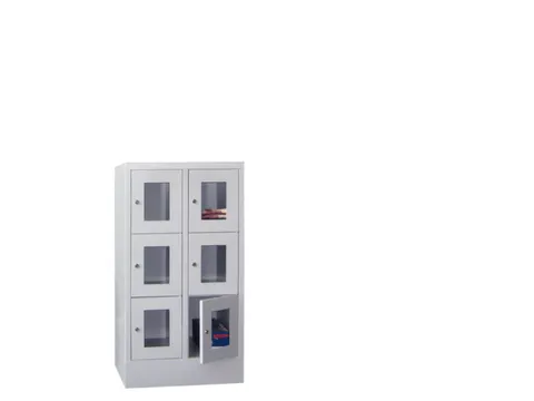 lockerkast,HxBxD 1187x600x500mm,2x3vakken,RAL7035,front RAL5010