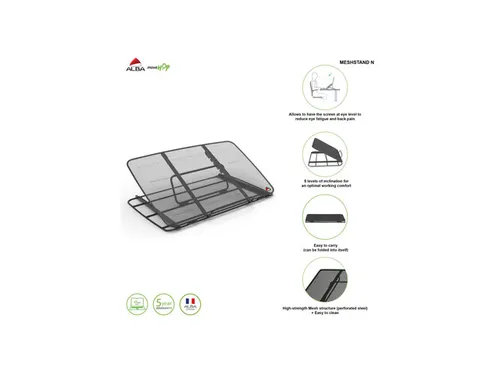 Meshstand Laptopstandaard metaal 17 inch 5 standen zwart