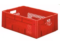 Euronorm Stapelkrat 210x600x400mm 38l Opengewerkt/Bodem Gesl. Rood