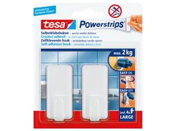 Haken tesa Powerstrips LARGE Classic zelfklevend verwijderbaar wit 2 s