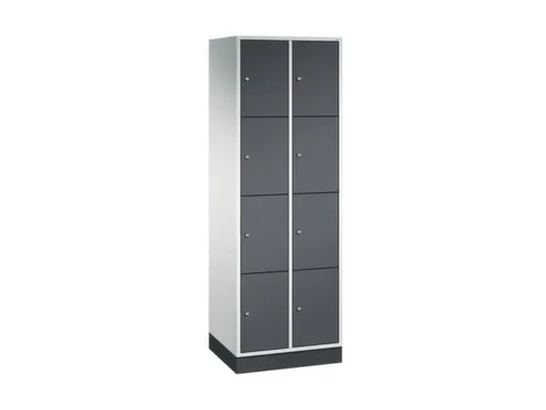 lockerkast,RAL 7035/RAL 7021,HxBxD 1950x620x500mm,2x4vakken,cil.-slot