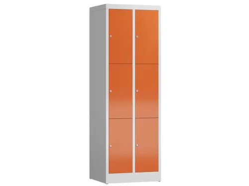 Lockerkast 1800x590x500mm 2x3 vakken cilinderslot, sokkel, RAL3000