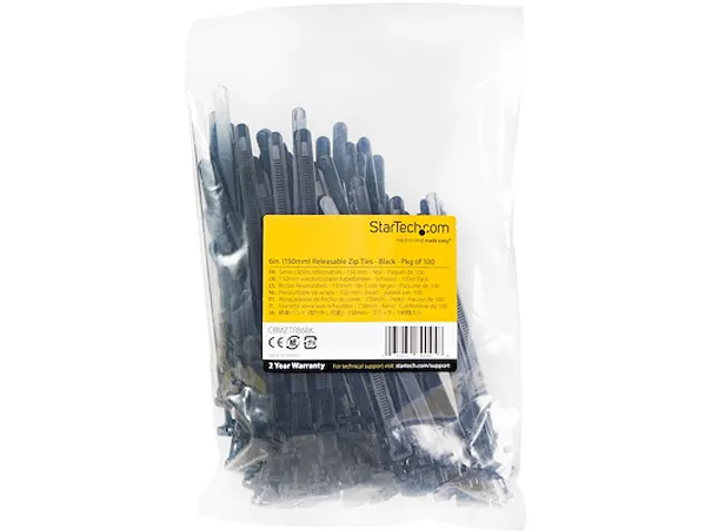 15cm Herbruikbare Kabelbinders zwart nylon 100 stuks