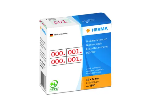 Nummer Etiketten 10x22mm Opdruk Rood (1000 st)