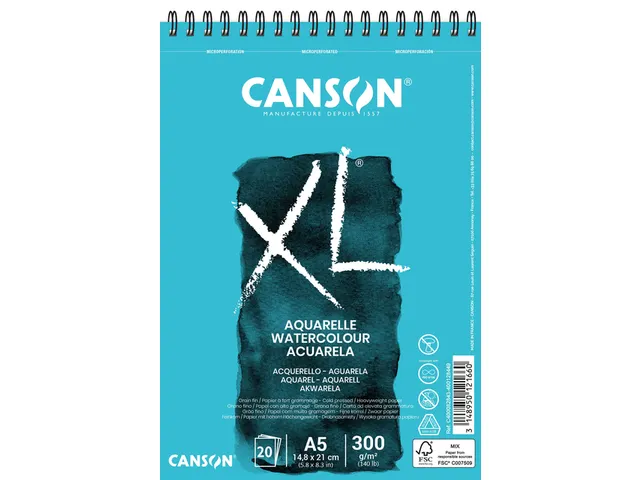 Aquarelpapier Canson XL 20vel 300gr A5 wit