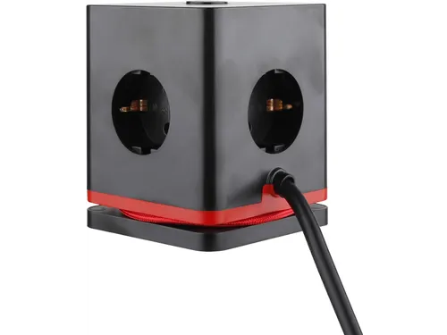 IOIO Stekkerdoos Kubus SW1000 3-voudig + 3x USB Zwart