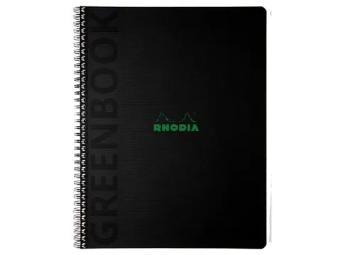 Notitieboek Rhodia Greenbook recycled A4+ lijn Soft Cover Zwart