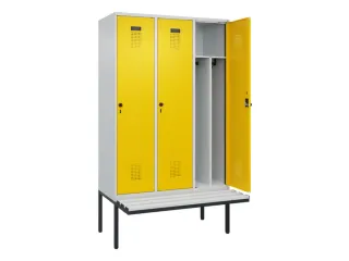 locker met bank,voor scheiding van kleding,HxBxD 2120x1200x815mm,3vak - 1
