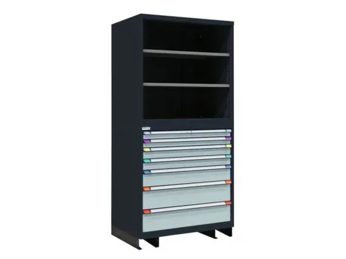 combikast,HxBxD 2100x1005x695mm,7lade(n),key lock,2xStalen bodem