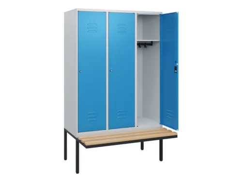 locker met bank,HxBxD 1950x1200x815mm,3vak,vak B 400mm,cil.-slot