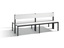 omkleedbank,HxLxD 796x2000x760mm,HPL wit,frame staal RAL7021,leuning