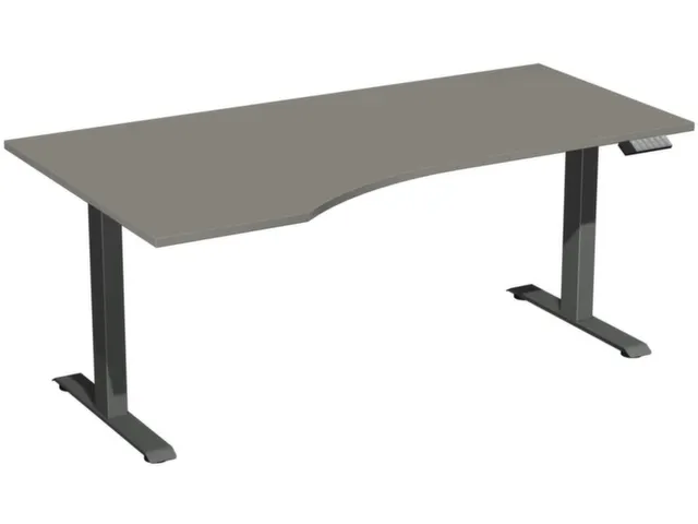In hoogte verstelbaar bureau in vrije vorm,HxBxD 730-1230x1800x1000mm