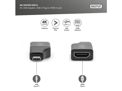 4K USB-adapter USB-C/mannelijk naar HDMI A/vrouwelijk