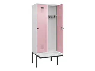 locker met bank,HxBxD 2120x800x815mm,2vak,vak B 400mm,draaigrendel - 1