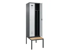 locker met bank,voor scheiding van kleding,HxBxD 2120x600x815mm,2vak