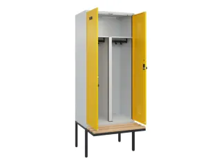 PBM-locker met bank,HxBxD 2120x800x815mm,2vak,vak B 400mm,draaigrendel - 1