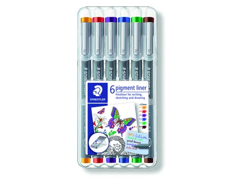 Fineliner Staedtler Pigment 308 0.3mm set à 6st assorti