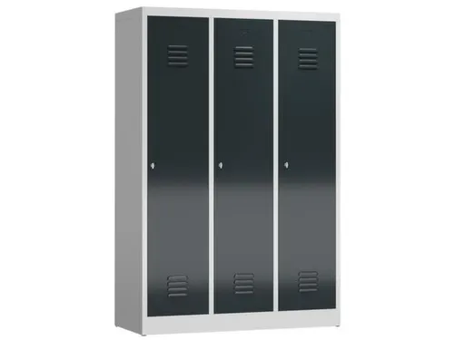 garderobekast 1800x1185x500mm 3vak klink sokkel romp RAL7035 RAL7016
