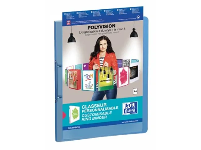 Personaliseerbare ringmap Polyvision A4 2 rings O-mech 25mm blauw