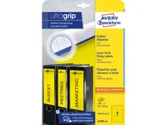 ordnerrugetiket Avery 192x38mm geel 20 vel 7 etiketten per vel