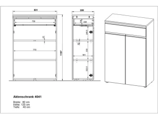 dossierkast,HxBxD 1200x810x400mm,2xhouten legbord,3ordnerhoogte - 6